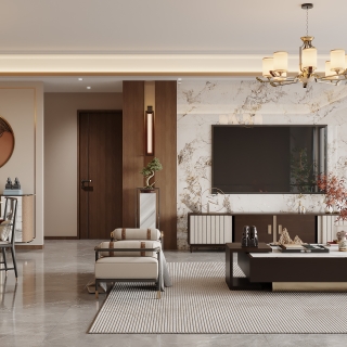 新中式一层客餐厅特写B