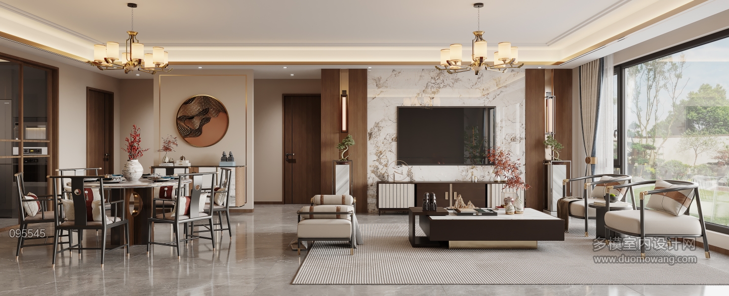 新中式一层客餐厅特写B