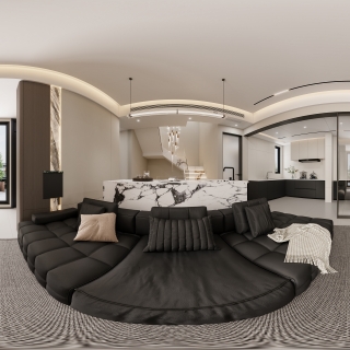 一层意式客厅-全景