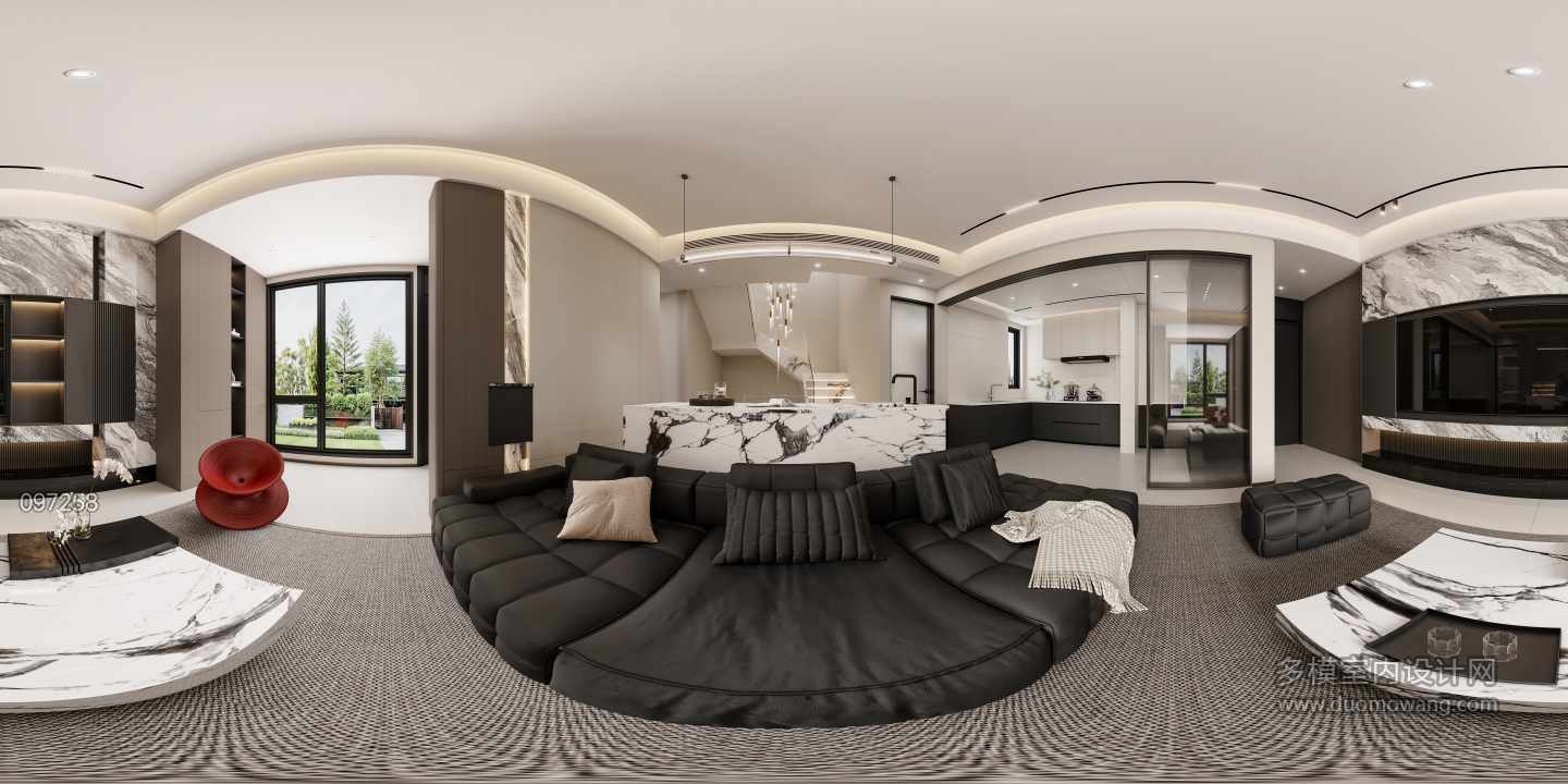 一层意式客厅-全景