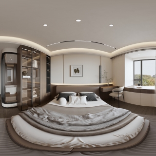 现代 意式 主卧 全景