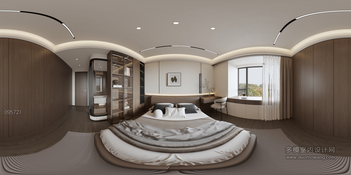 现代 意式 主卧 全景