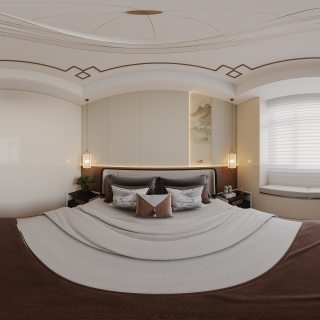 新中式卧室全景