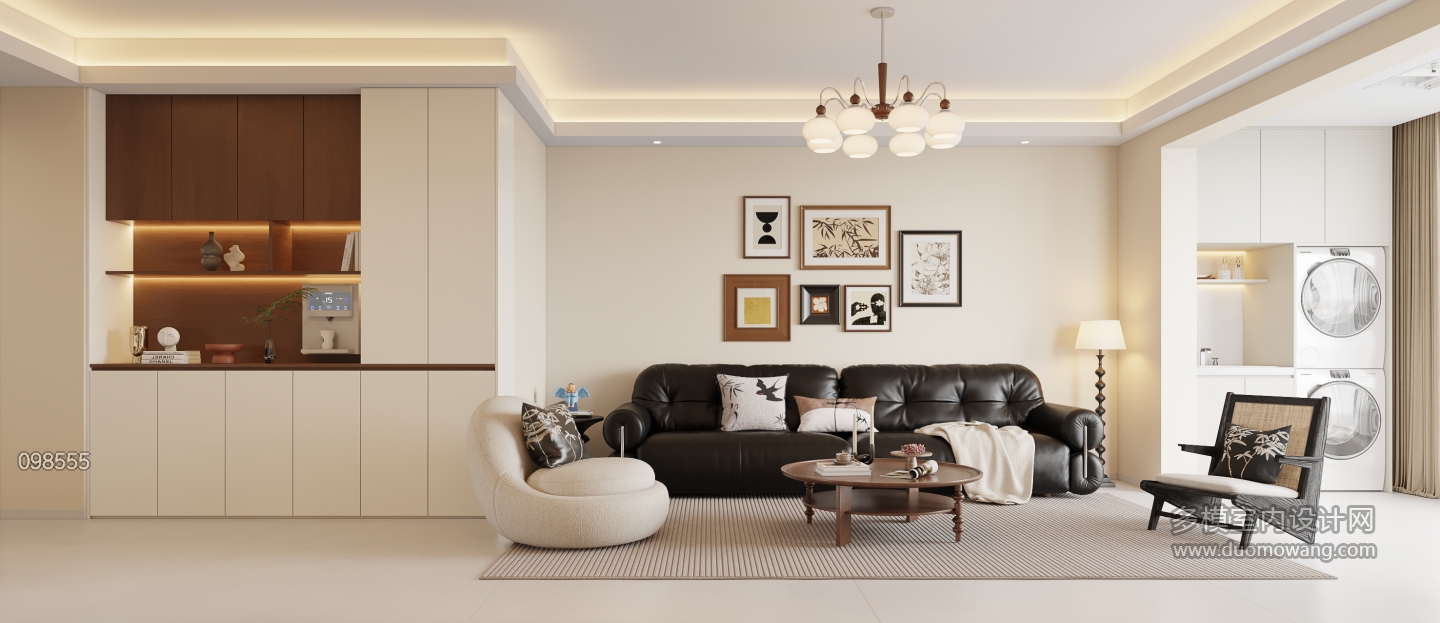 奶油中古客餐厅_沙发墙