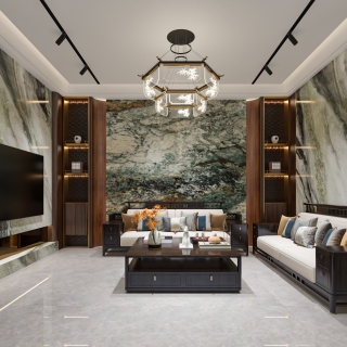 新中式别墅一楼客厅单张