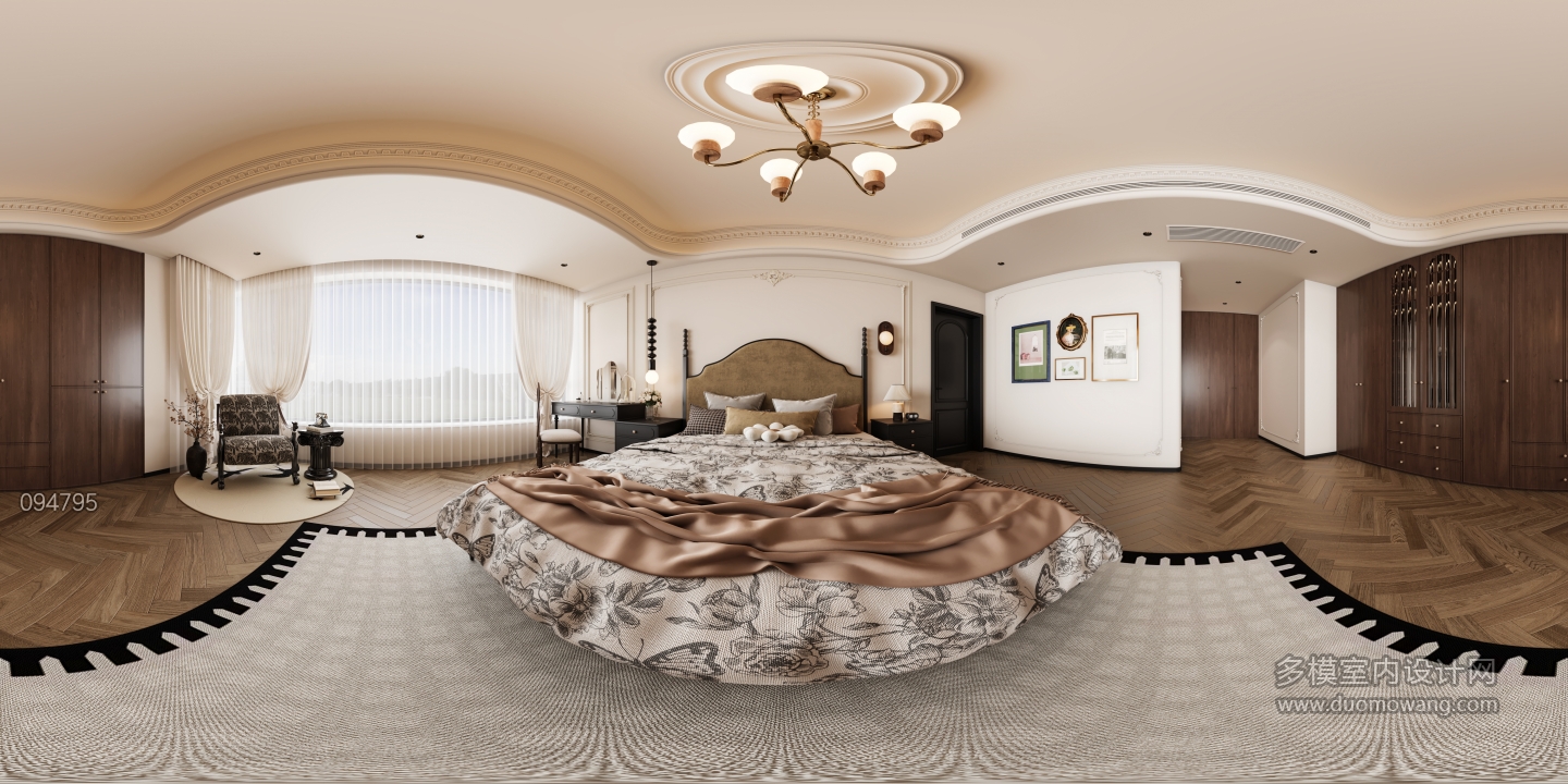 法式复古二楼主卧全景