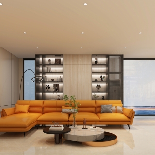 现代别墅沙发背景墙_