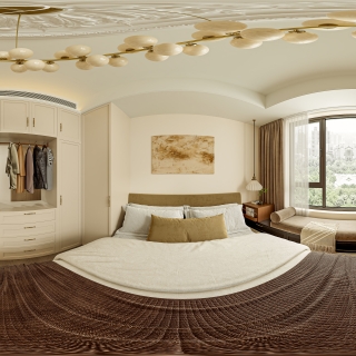 简欧家装主卧全景