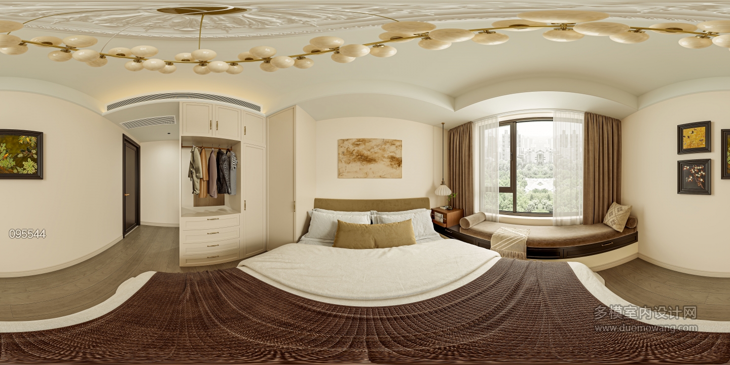 简欧家装主卧全景