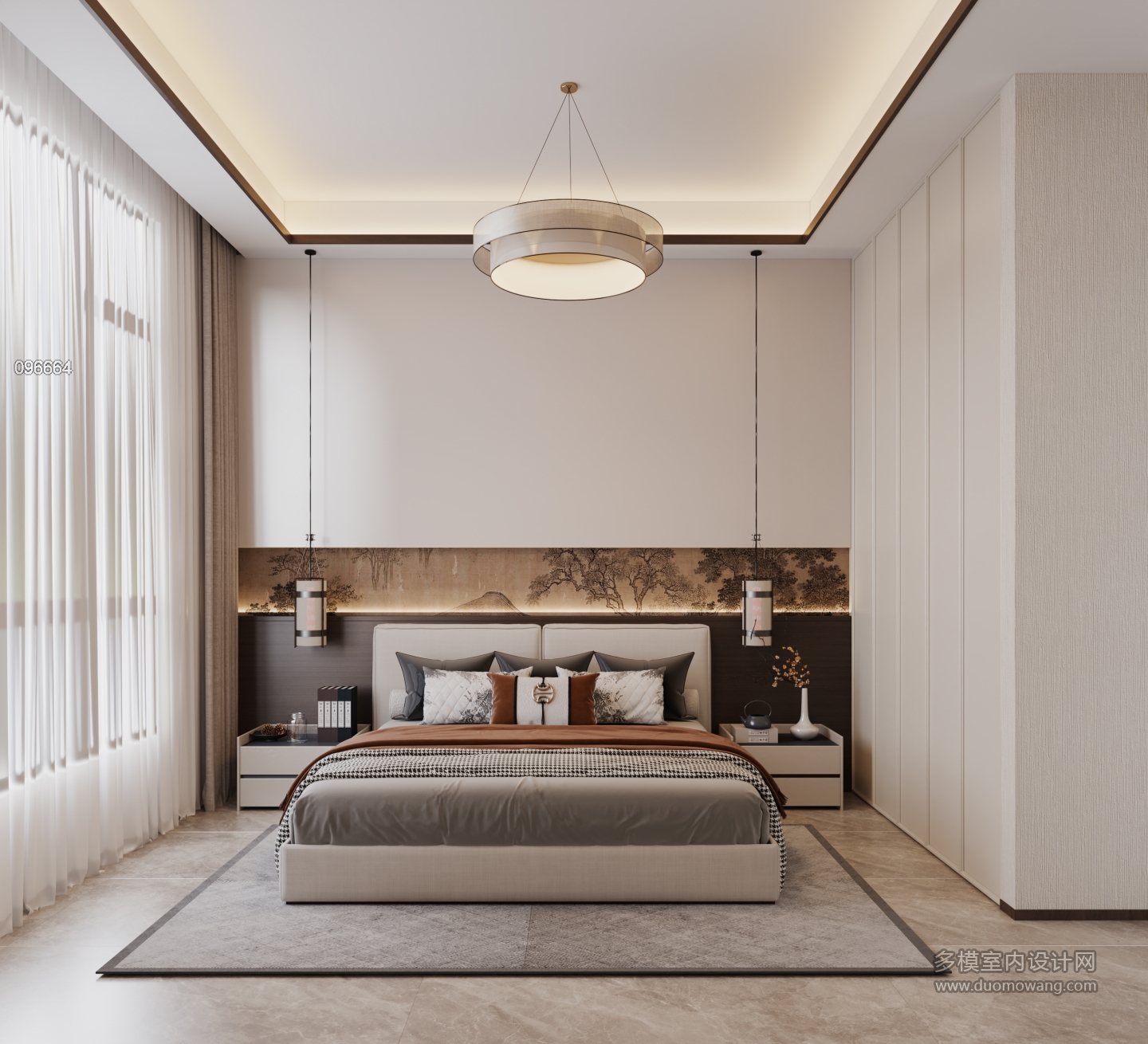 新中式二楼卧室单张