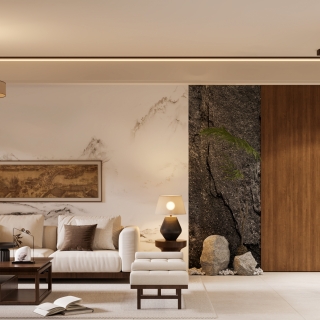 新中式负二层会客厅沙发面