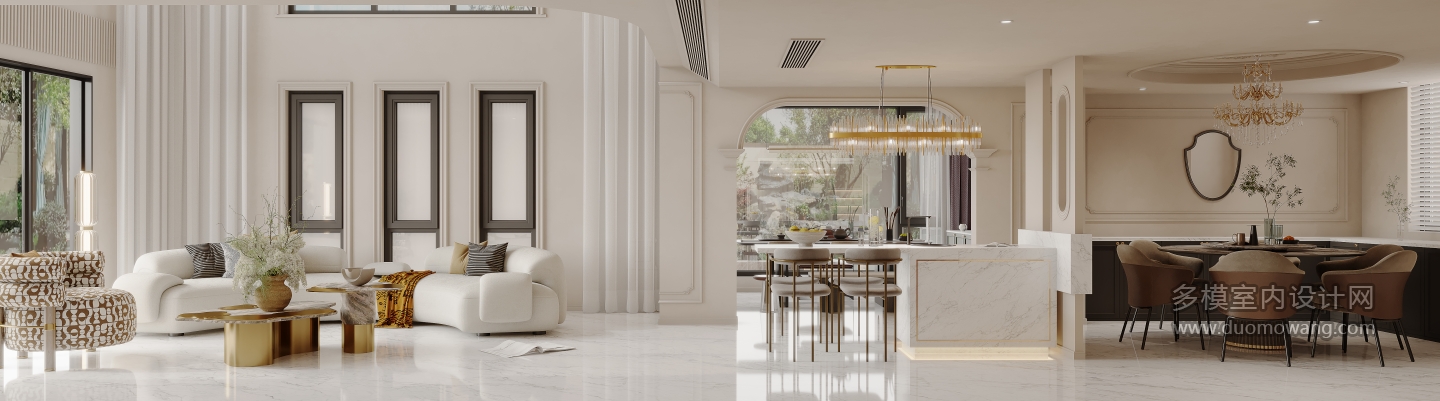 法式一层客餐厅特写