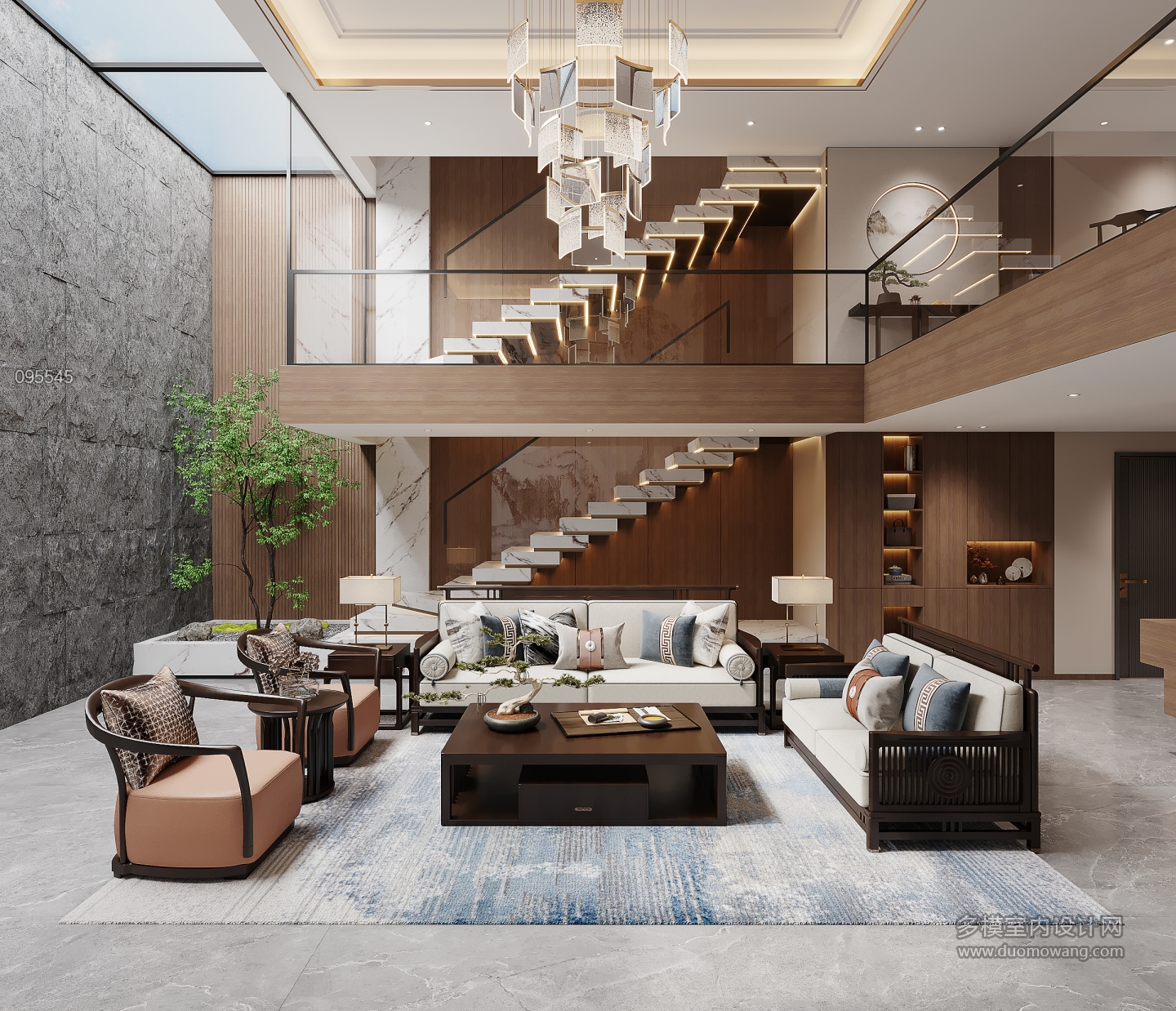 新中式负二层客厅特写B