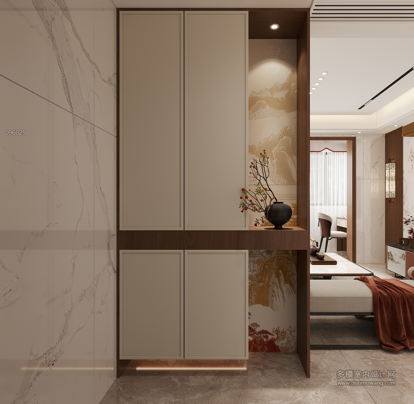 新中式入户鞋柜