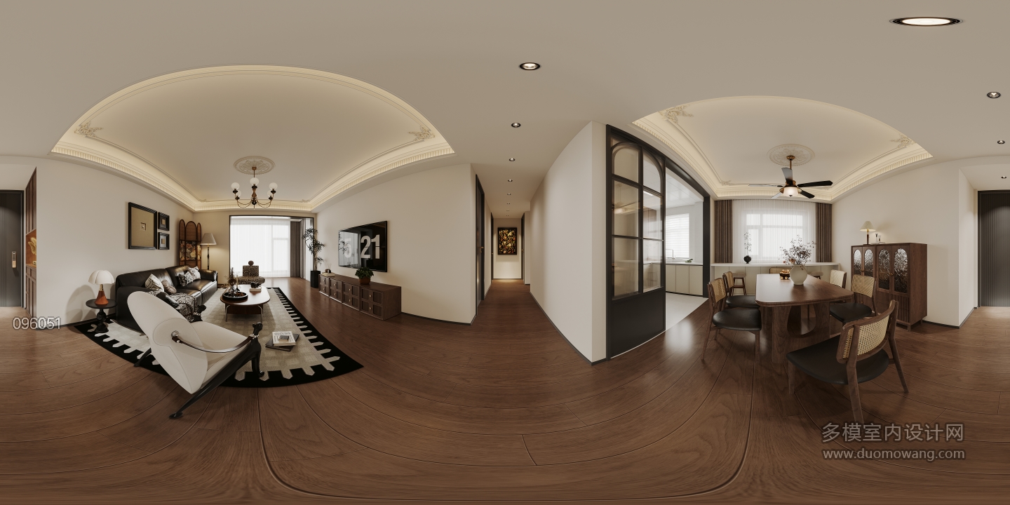 现代中古客厅全景