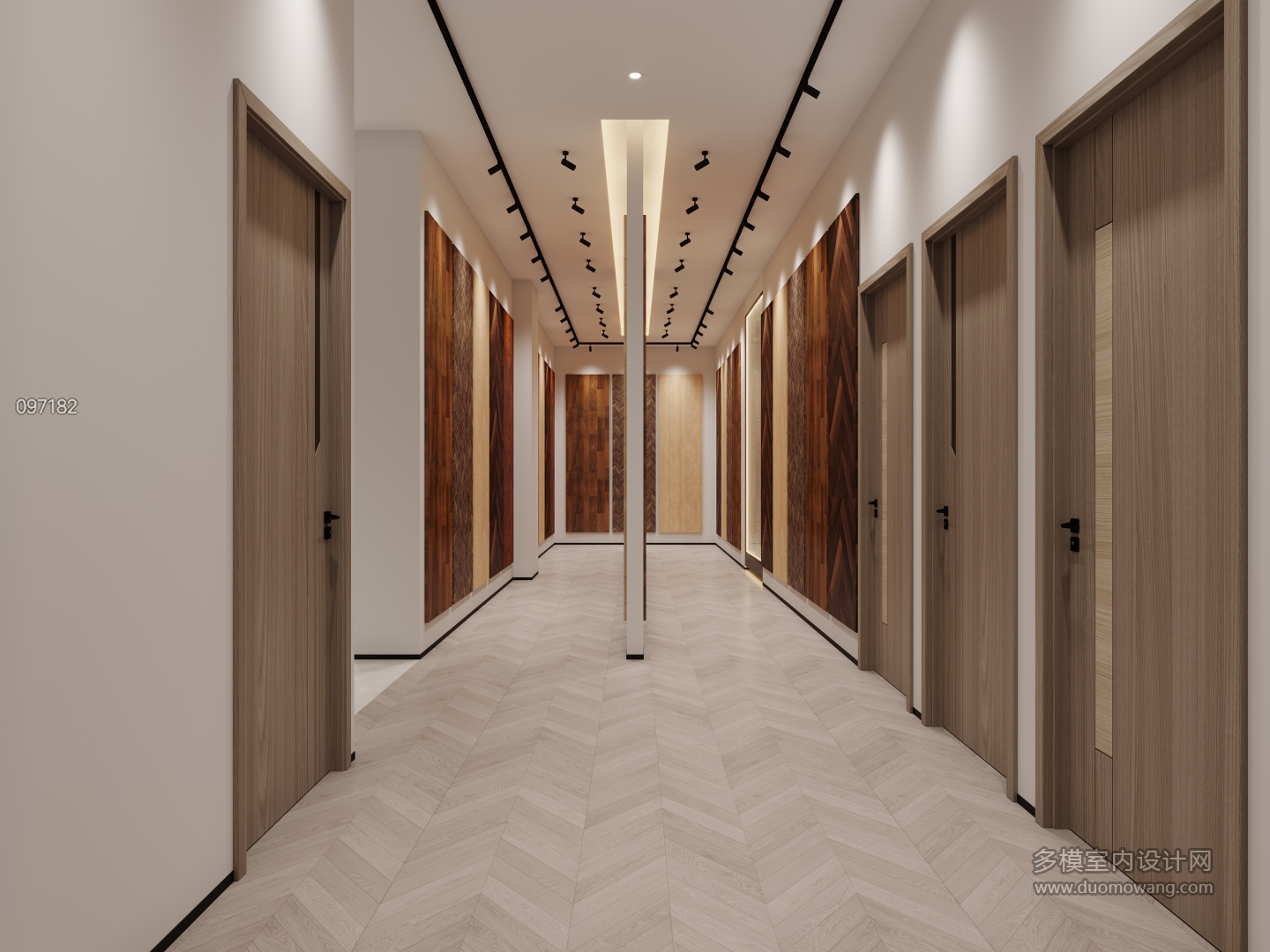 现代木门木地板展示区特写