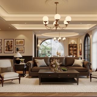 法式复古 1楼 沙发背景静态