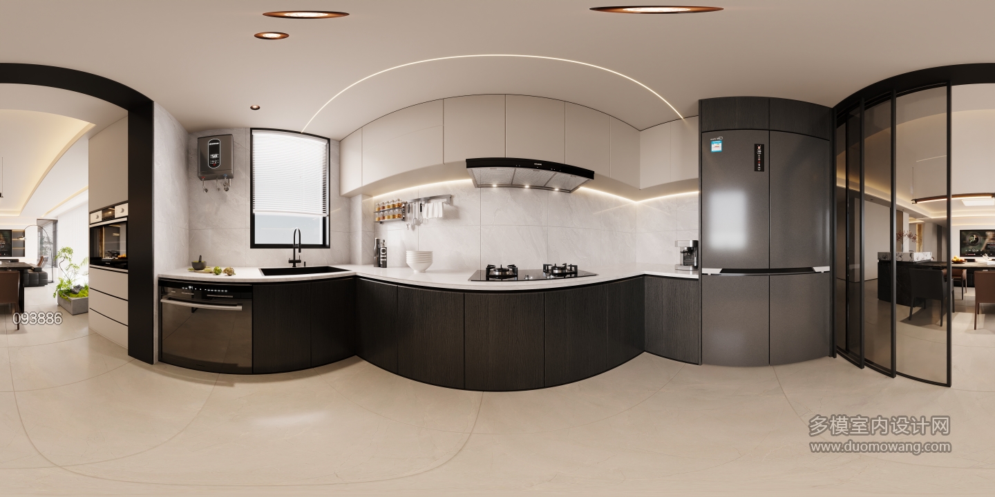 现代厨房全景