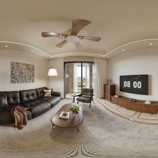 现代中古风 客餐厅 全景