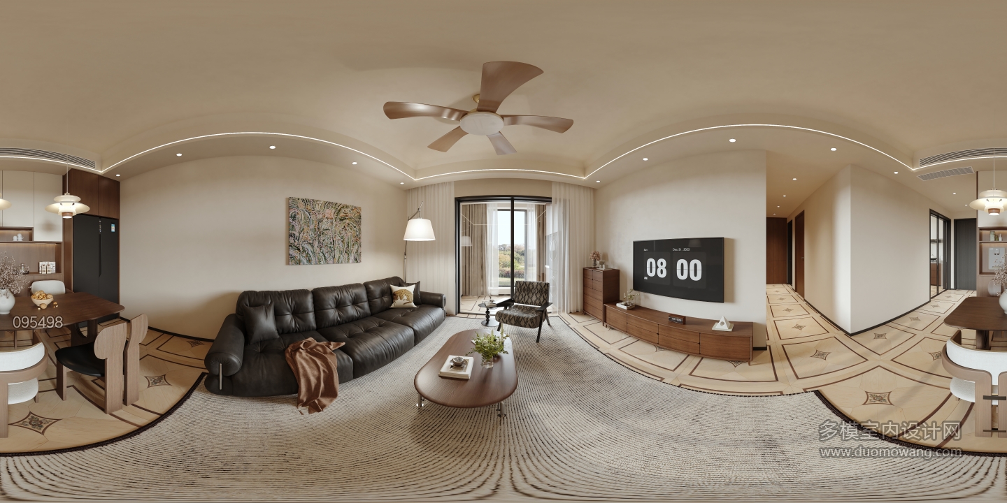 现代中古风 客餐厅 全景