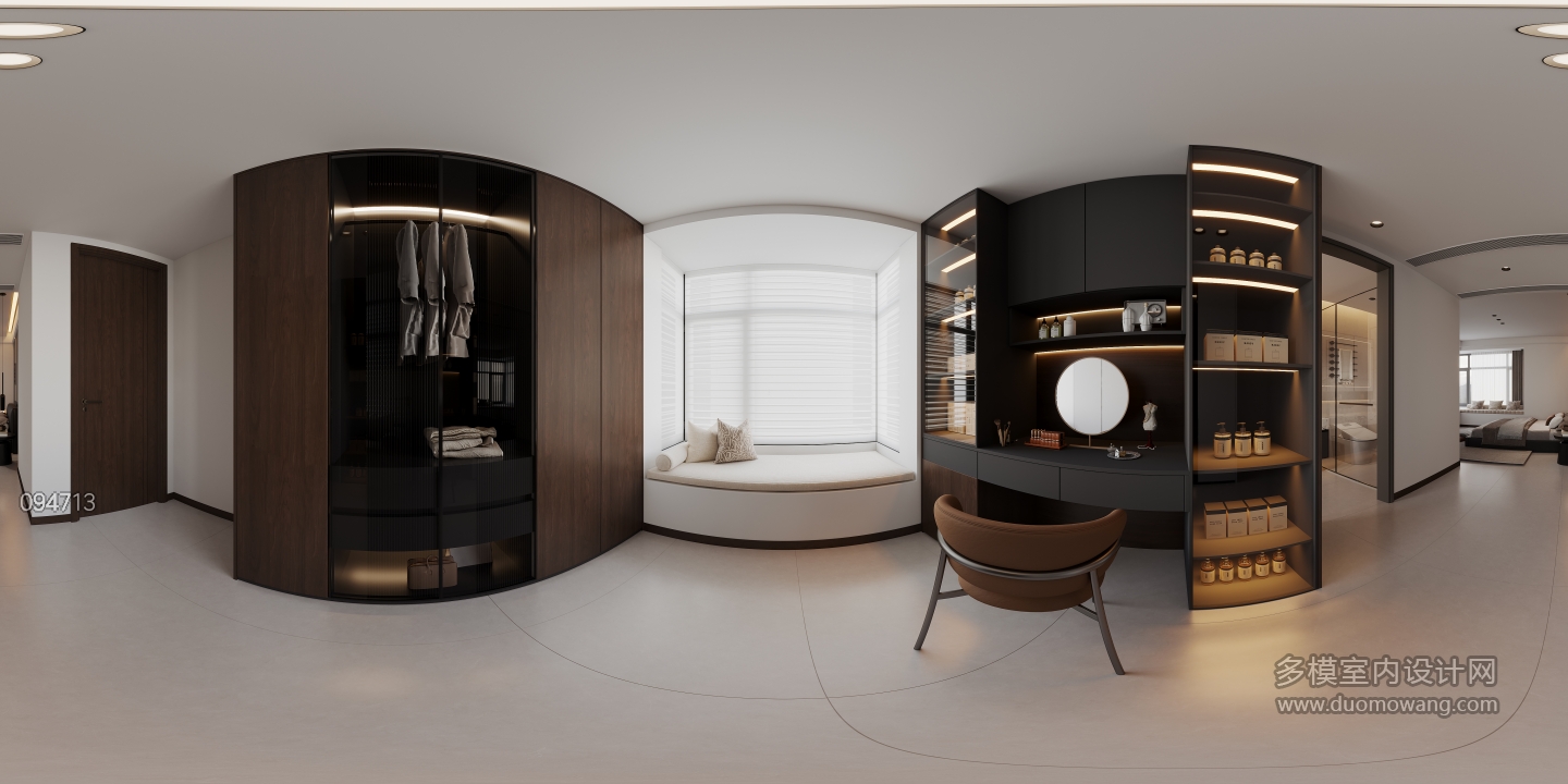 现代主卧衣帽间全景