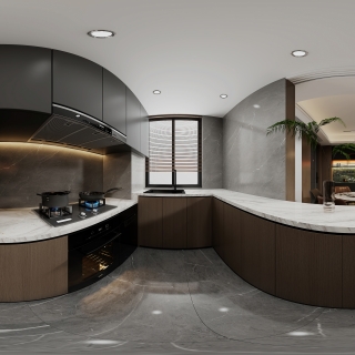 现代意式厨房全景