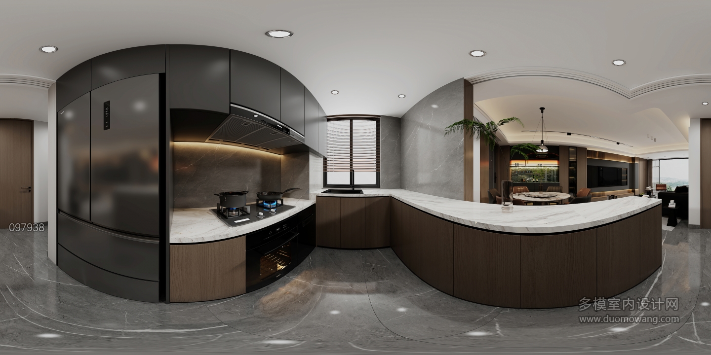 现代意式厨房全景