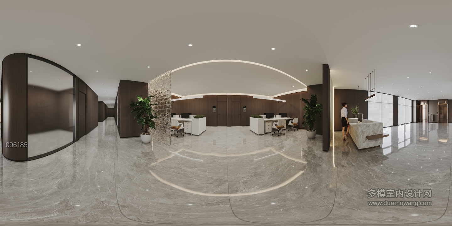 现代办公室办公区全景