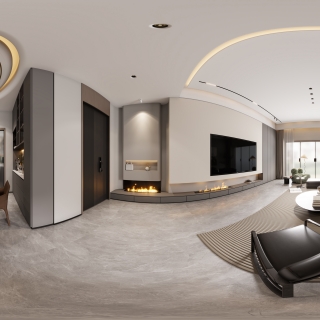 意式一楼客餐厅全景