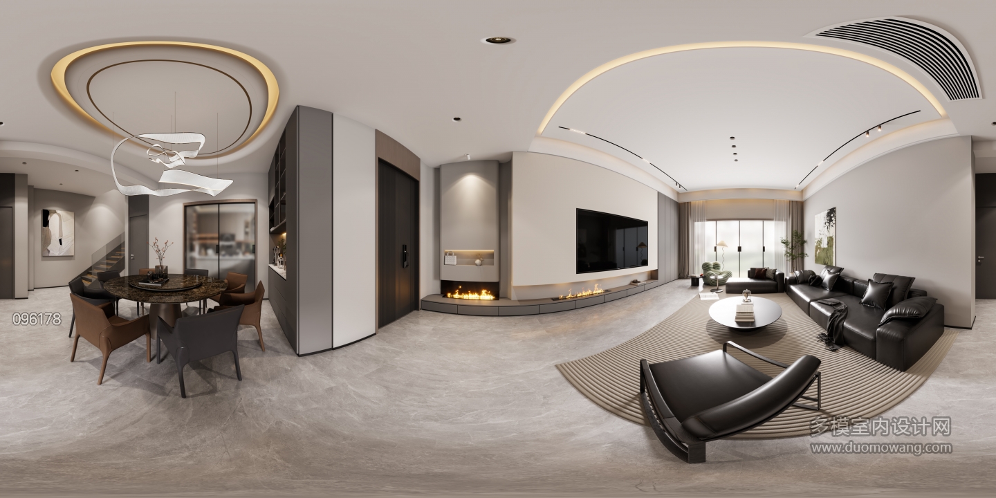 意式一楼客餐厅全景