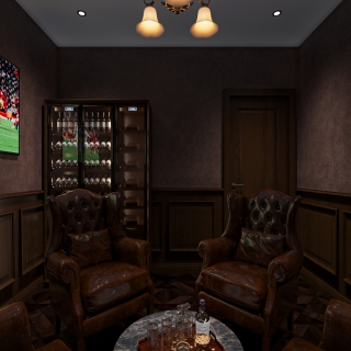 美式雪茄吧二楼小包厢单张