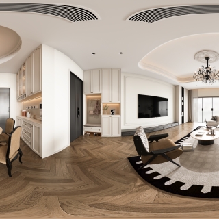 法式一楼客餐厅全景