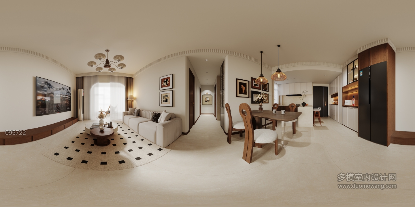 现代中古客厅全景