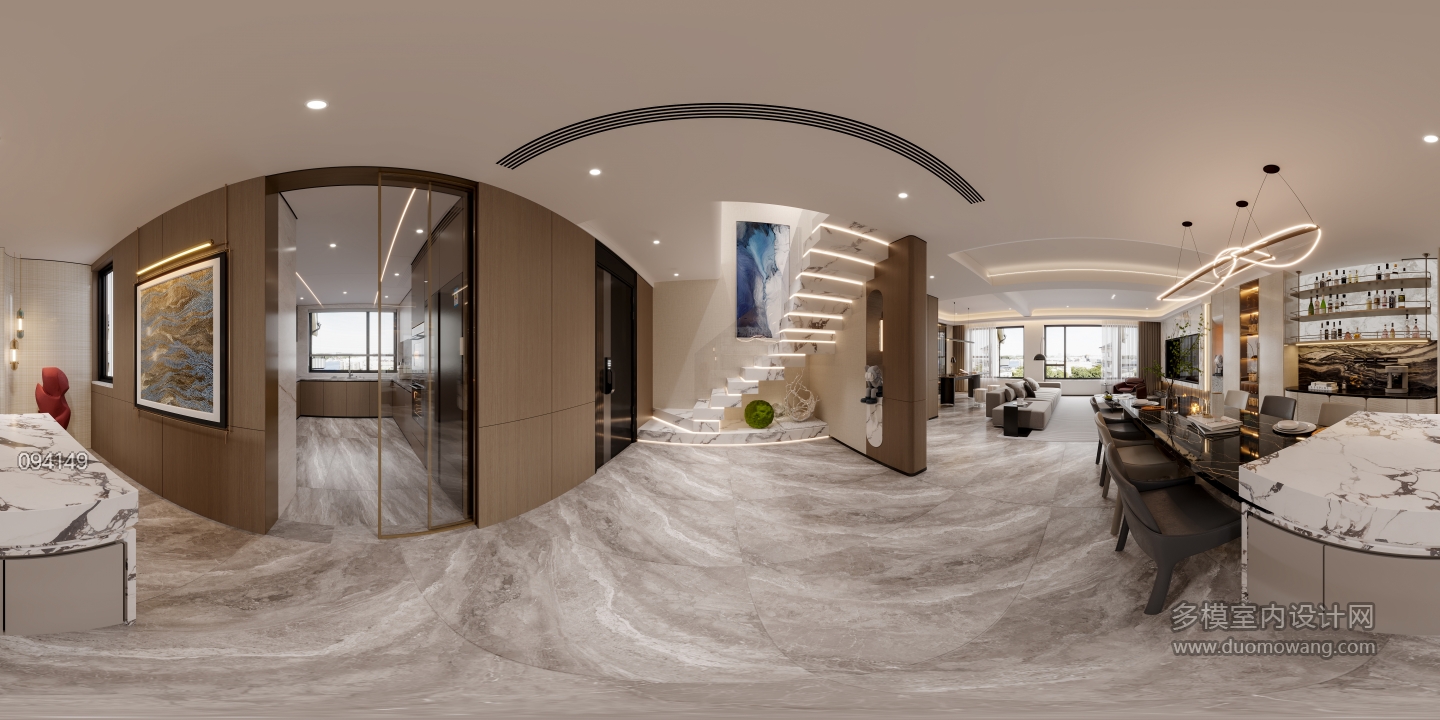 现代餐厅区全景