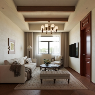 美式自然风二楼客厅