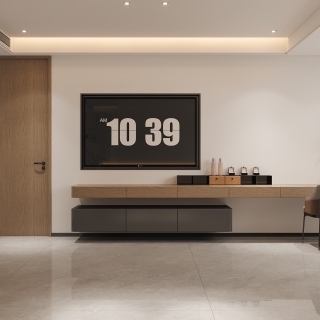 四楼主卧电视墙