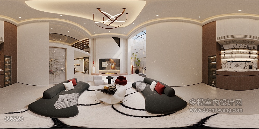 法式挑空客厅全景