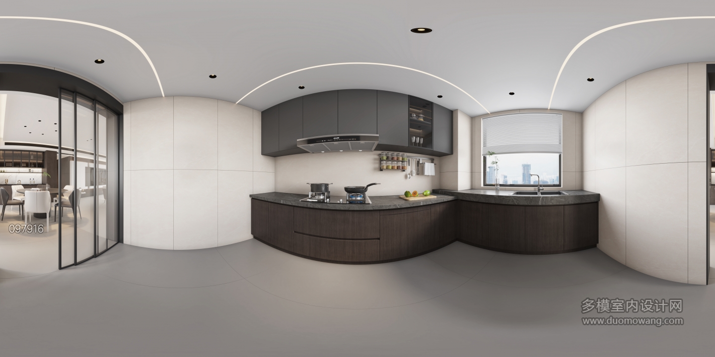现代厨房全景