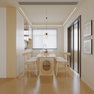 现代奶油原木餐厅