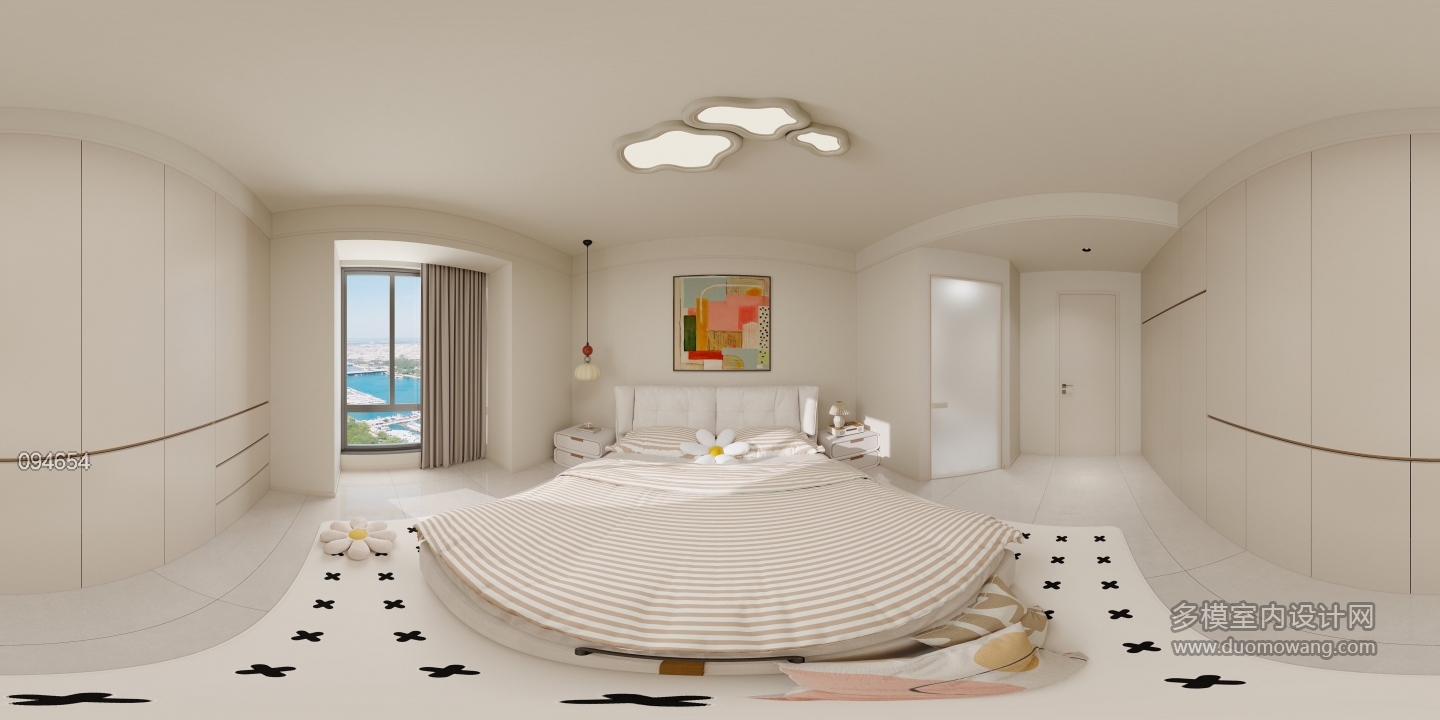 现代奶油主卧