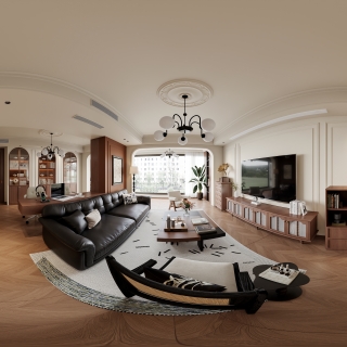 法式中古风客餐厅全景