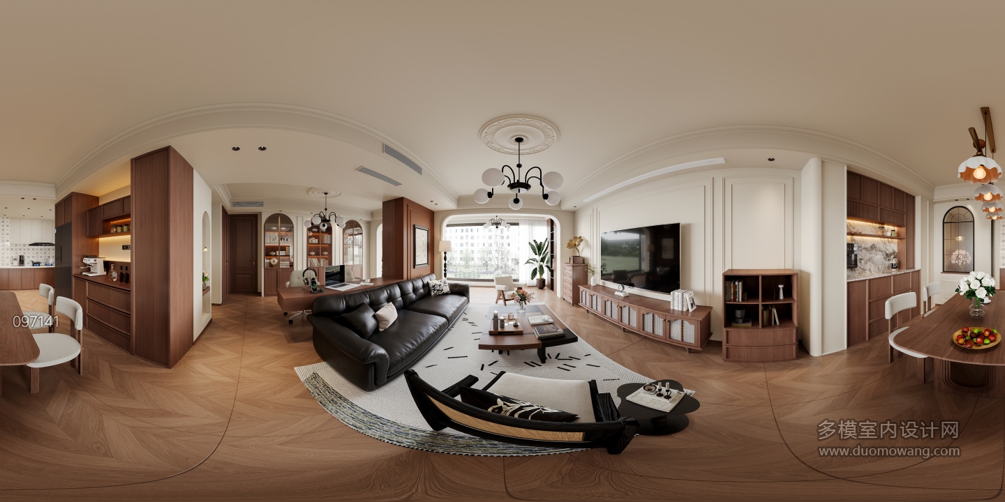 法式中古风客餐厅全景