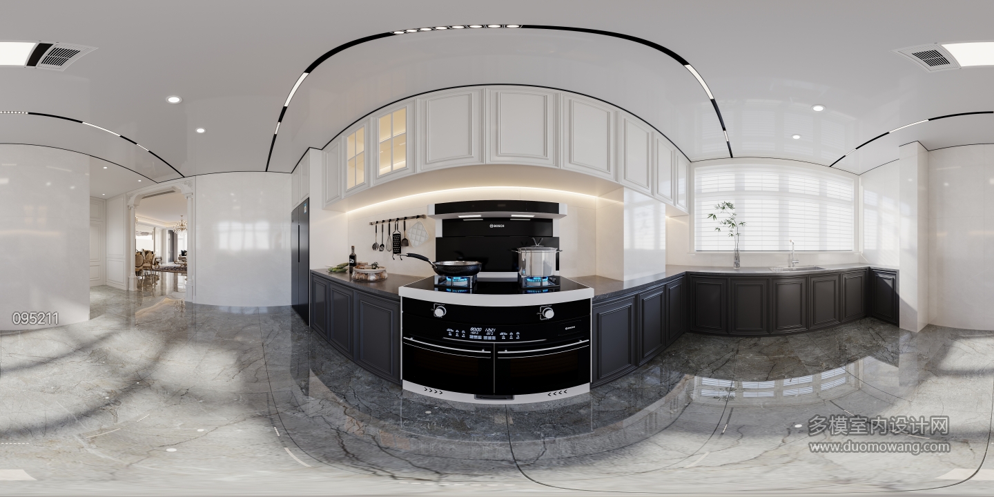 法式一层厨房全景