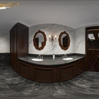 美式雪茄吧二楼卫生间全景