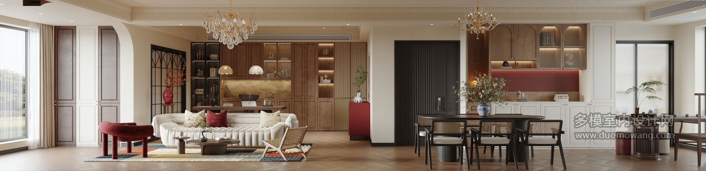 法式中国风 客餐厅 单张2