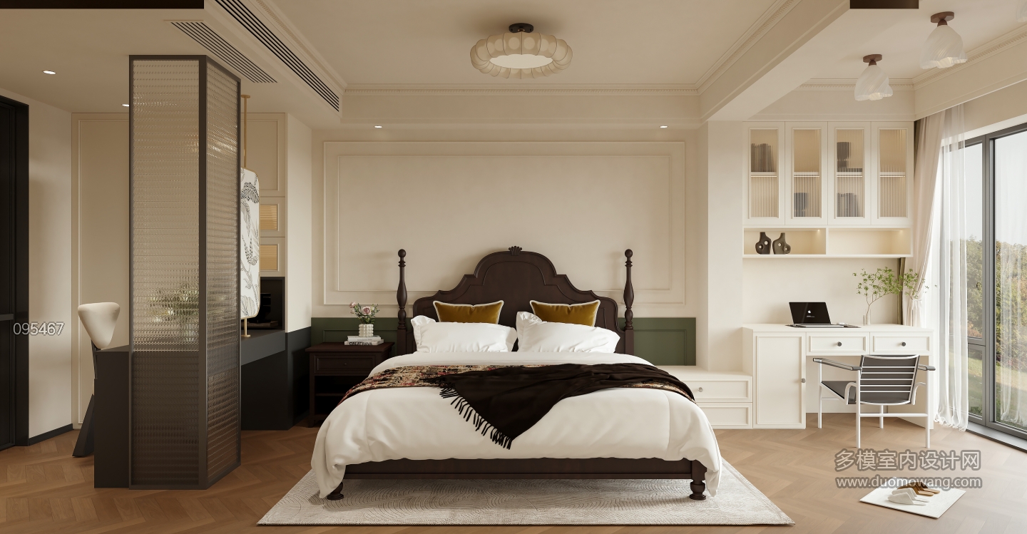 现代 中古风 主卧 单张