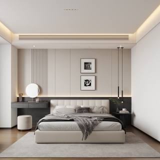 现代极简卧室静态