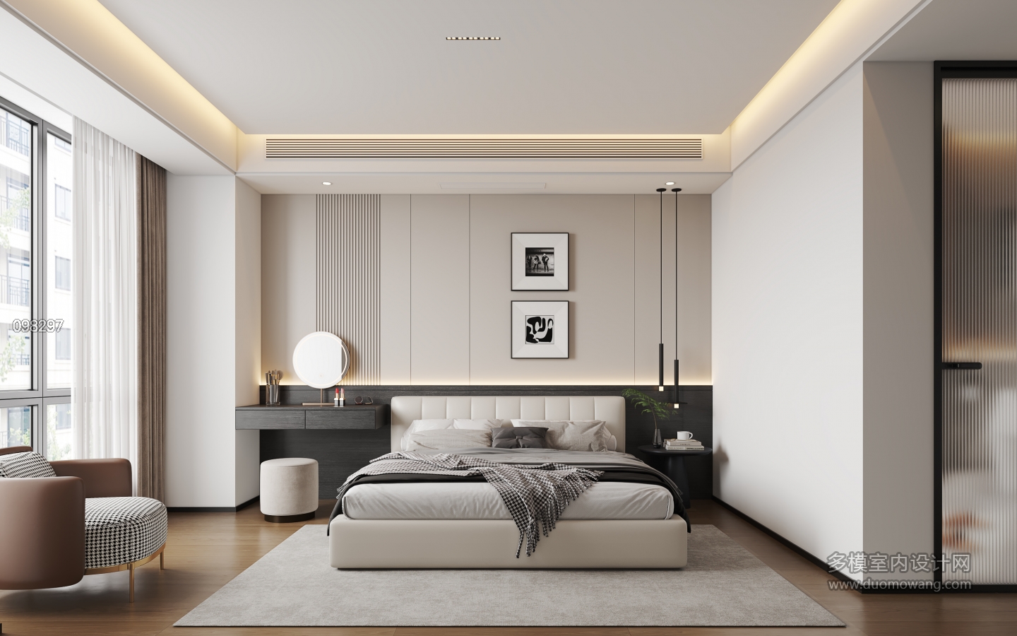 现代极简卧室静态