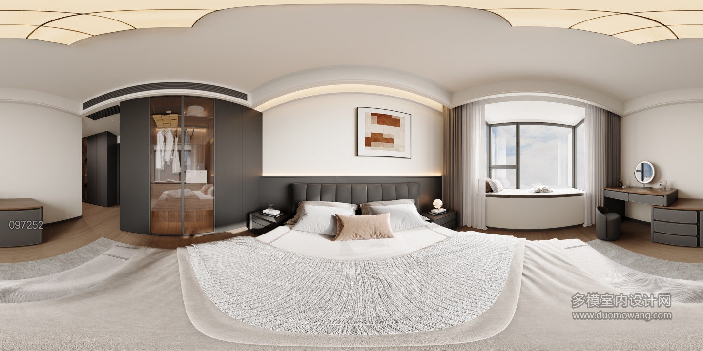 意式极简主卧全景