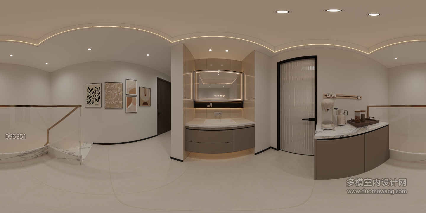 现代二楼过道干区全景